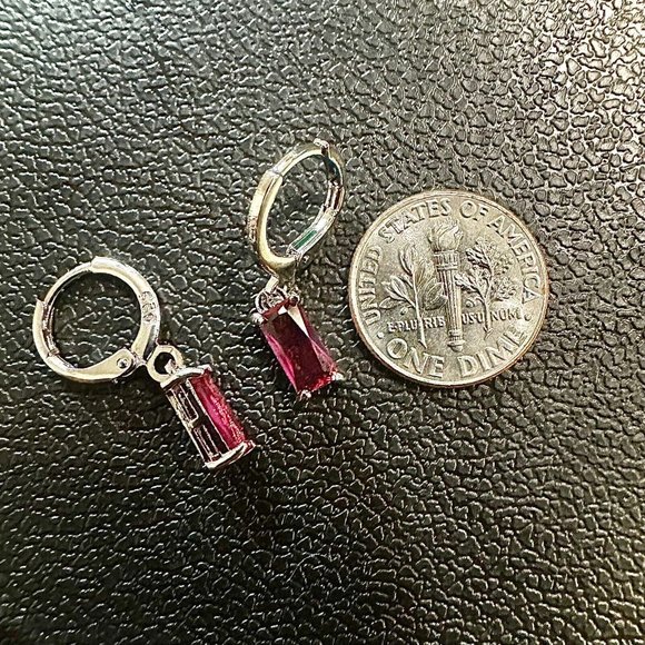 Ruby Earrings Sterling Silver 925 Dangle Earrings for Women lab-created Gift - Picture 5 of 9